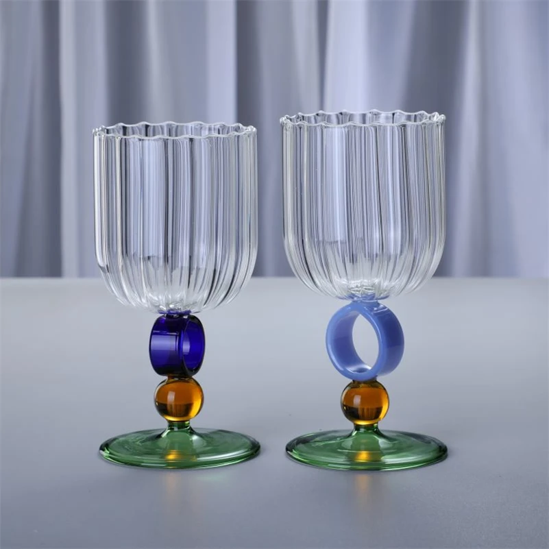 European Transparent High Borosilicate Glass, Creative Ring Vertical Pattern Coffee Cup, Household Tall Cups