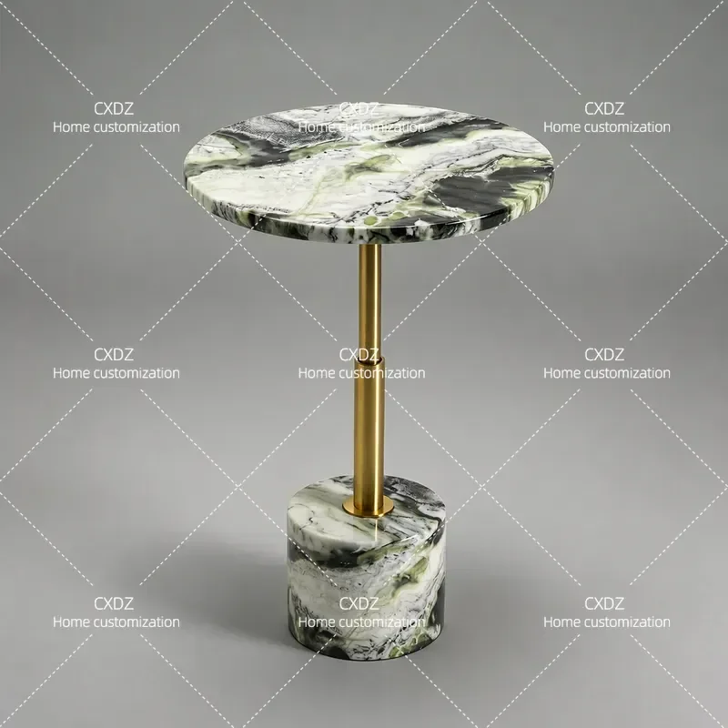 Fantao Nordic natural ancient green marble art edge few light luxury movable sofa small round table