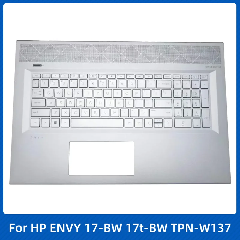 

New US With Backlit Keyboard Cover For HP ENVY 17 17-BW 17t-BW TPN-W137 Laptop Palmrest Upper Top Case Silver Replace the casing