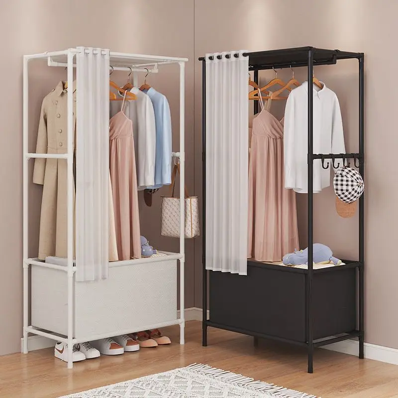 

Simple Floor-Mounted Clothes Drng Ra Bedroom Dormi Clothes Hanger Rod Garment Storage Cabinet Dustproof Coat Ra
