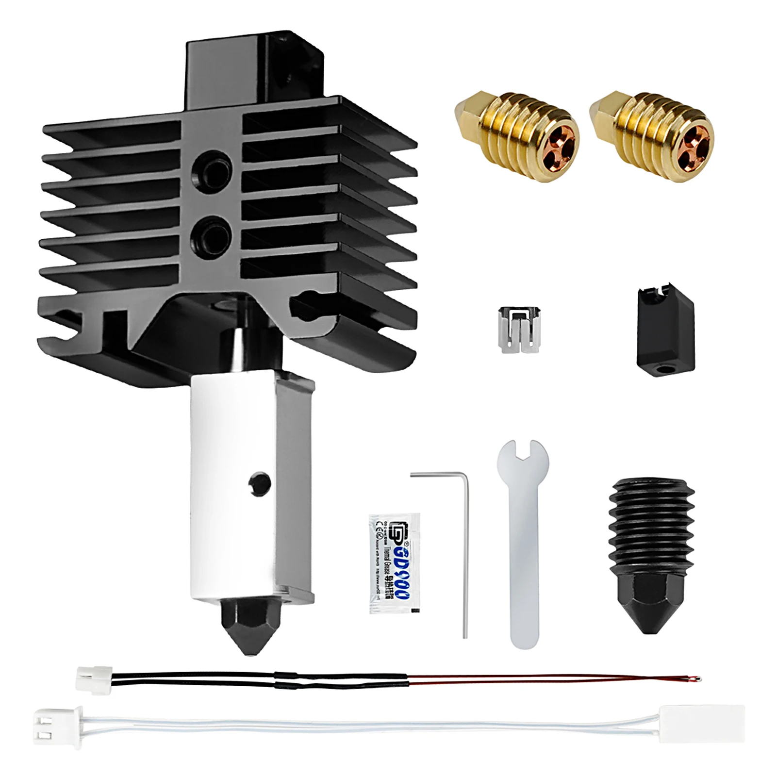 TwoTrees Upgraded Hotend Kit with Plated Copper Heater Block Heatbreak High Temperature 500℃ 32 Extra Nozzle 1pc Silicone Cover