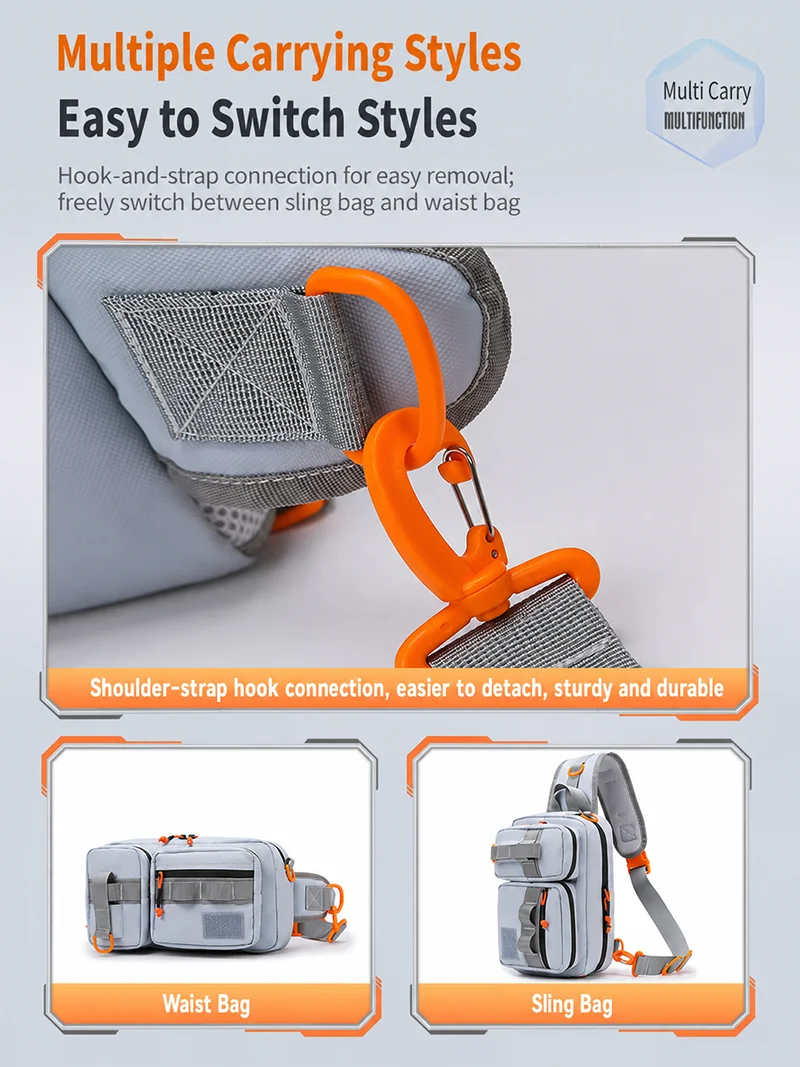 Multifunktionale Angeltasche mit großer Kapazität aus Oxford-Gewebe, verstellbare Schulter- und Hüfttasche für Outdoor-Angeln. – Detail 8
