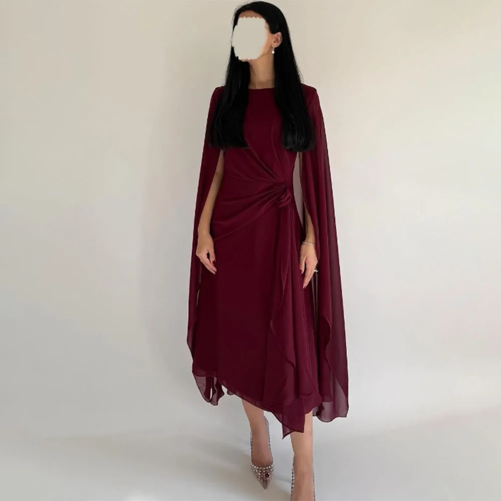 Collo alto personalizzato di alta qualità Lunghezza alla caviglia Tulle rosso Maniche lunghe Плаuseеplek©dheтиль فساتboek uku). Robe De Soirée