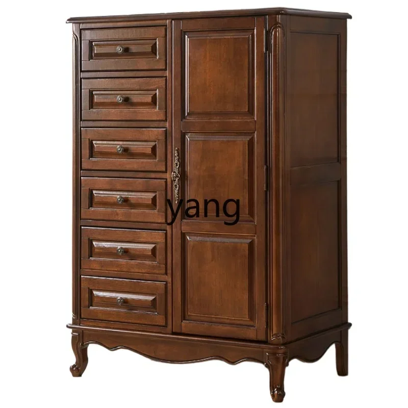 XYY retro drawer storage cabinet solid wood five-bucket vertical cabinet bedroom wall bucket cabinet
