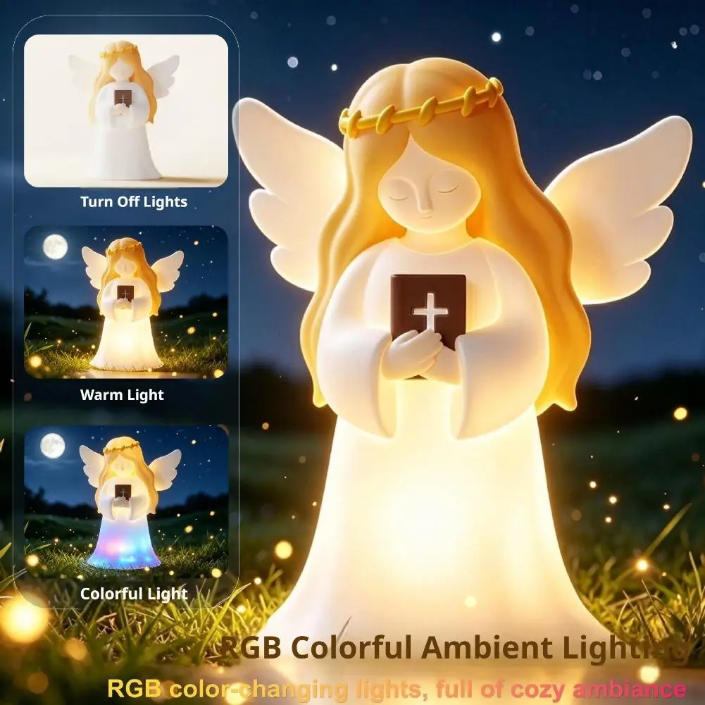 エンジェル-シリコン製-ナイトライト-rgb-蛍光色変化ランプ-usb充電式-nfcスマートコントロール機能付き-ベビーベッドルームや寝室の装飾に最適-新年ギフト