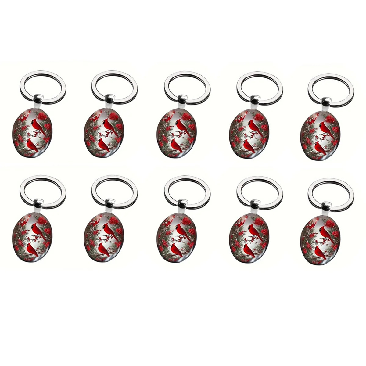 Dupla face animal vermelho Keychain, Presente do dia dos namorados, 10pcs