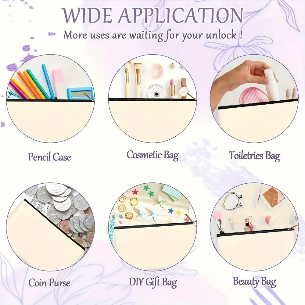 New Canvas Charger Storage Pouch Zipper Closure Print Design Cable Organizer Bag Large Capacity Cosmetic Organizer Travel Use