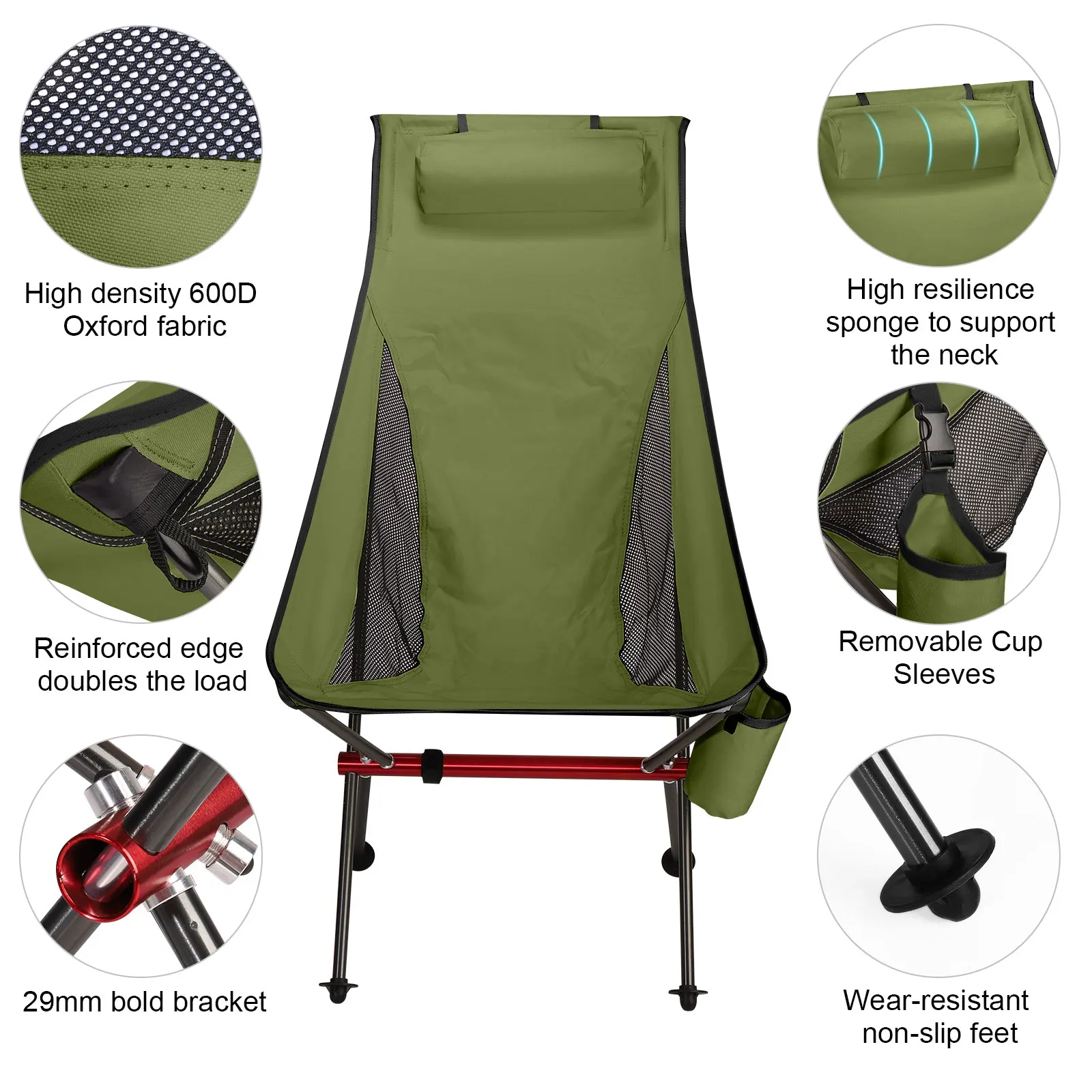 Outdoor Camping Ultralight Folding Chair Travel Chair Fishing BBQ Hiking Strong High Load 150kg Beach Oxford Cloth Fishing Chair