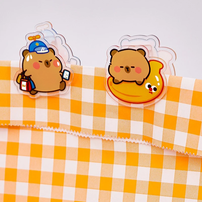 Capybara Paper Clips 4Pcs Set -Cute PP Memo Clip for Test Papers & Document Organization, Multifunctional School Office Supplies