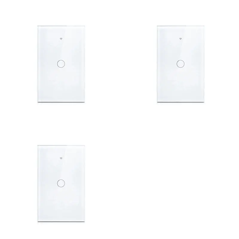 

AB06 3X Tuya US Plug Wifi Smart Wall Switch 1 Gang No Neutral Wire Touch Sensor LED Light Switches Smart Alexa Google White