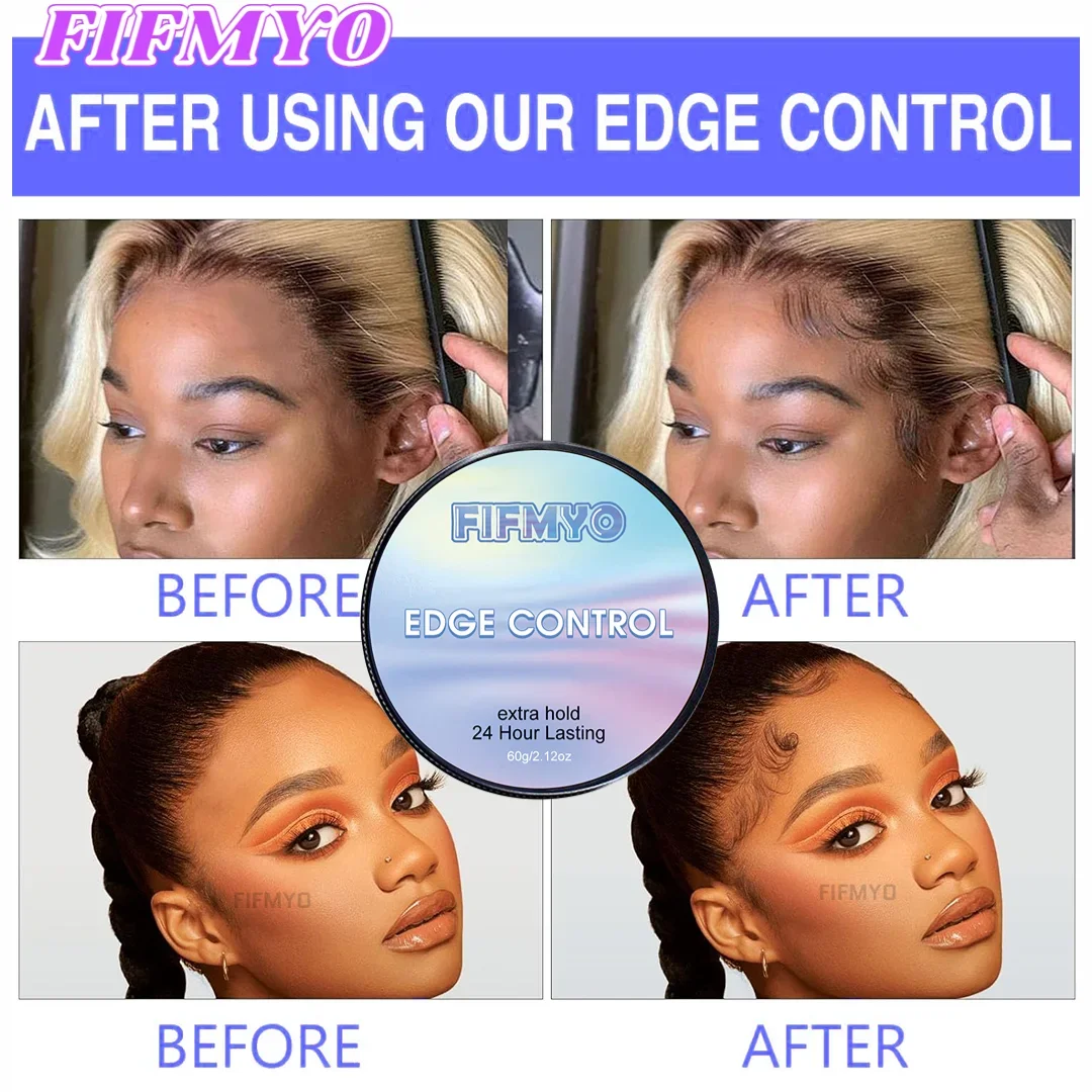 FIFMYO Gel de Control de bordes con cepillo con cepillo, Gel para el cabello para mujeres, crema de peinado más suave no graso para todo tipo de cabello, pelucas