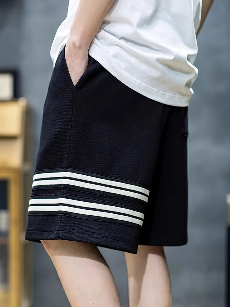 

Large Size American Stripe Sports orts Men Summer Loose Trendy Casual Five-Quarter Straight Leg Pants Youth Active Sle