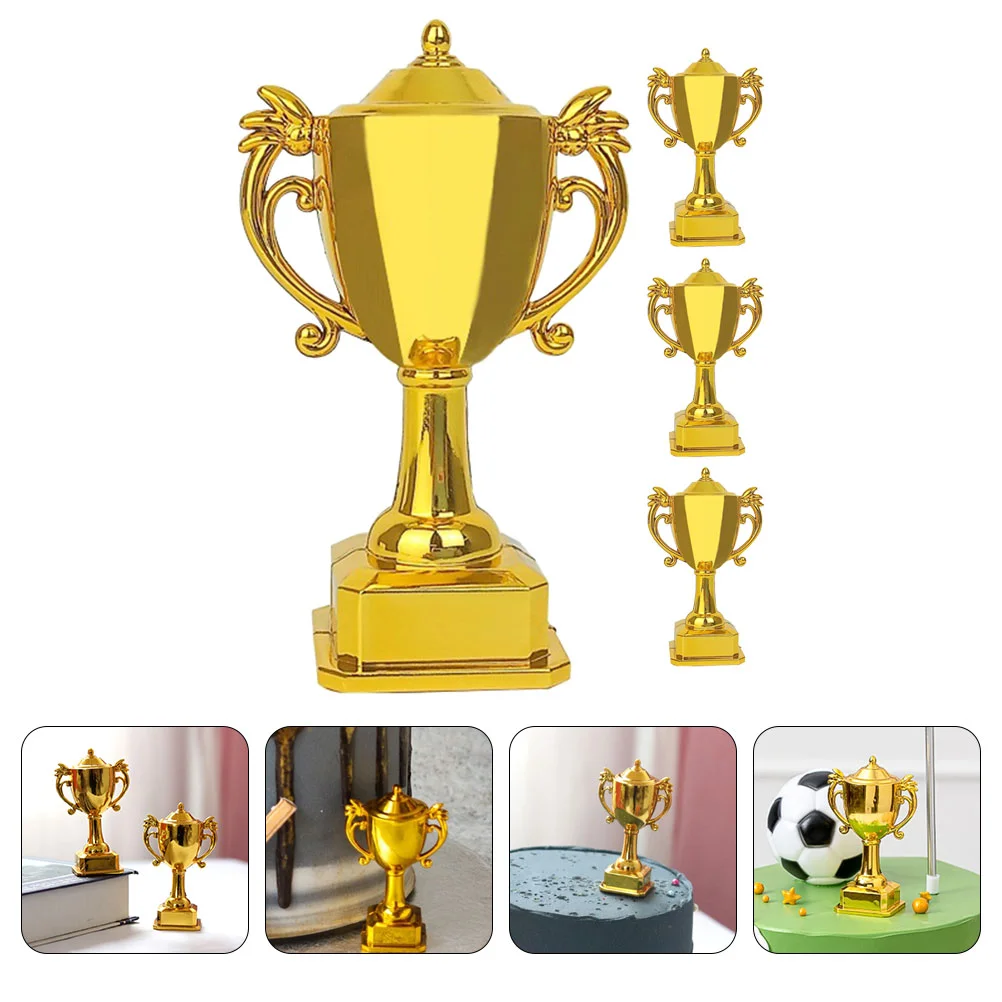 

4 Pcs Miniature Dollhouse Golden Trophy Model 4pcs Child Toys Small Cup Plastic Trophies