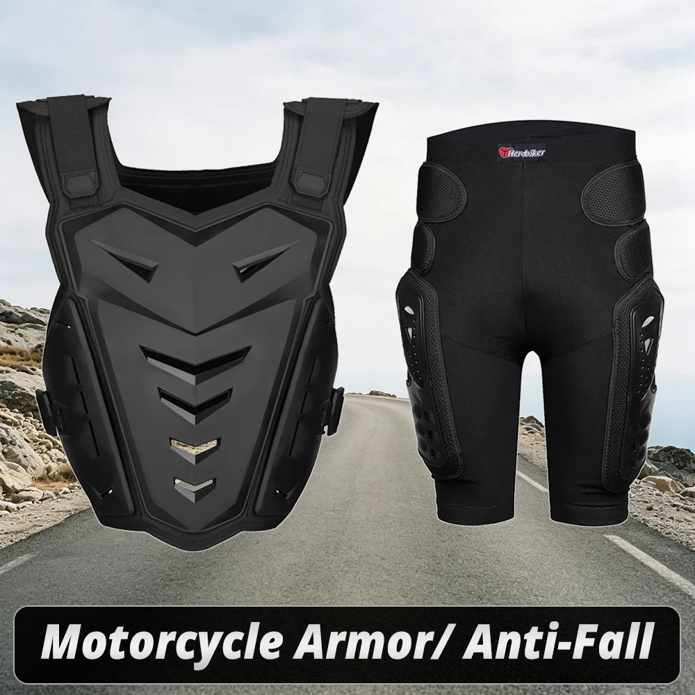 Men's Motorcycle Full Body Armor Motorbike Armor Vest Anti-Fall Motocross Riding Pants Shorts Wear-Resistant Motorcycle Clothing