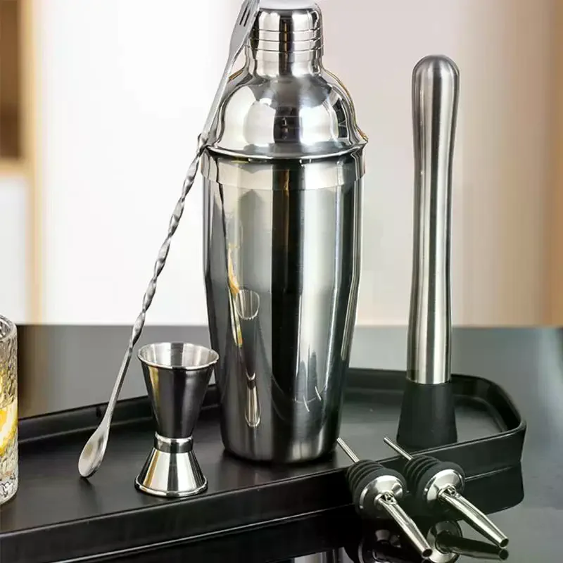 1/6Pcs Cocktail Shaker Set Stainless Steel All Essential Bartender Tools Rust Resistant Home Bar Cocktail Making Party Fun