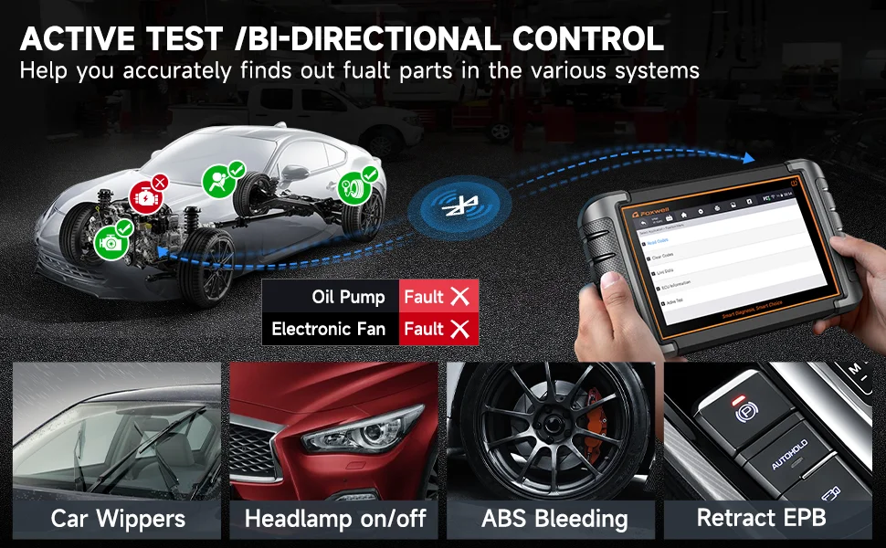 FOXWELL OBD2 Bluetooth Car Diagnostic Tool Bi-Directional Test 30+ Reset All System Code Reader OBD2 Scanner Automotivo