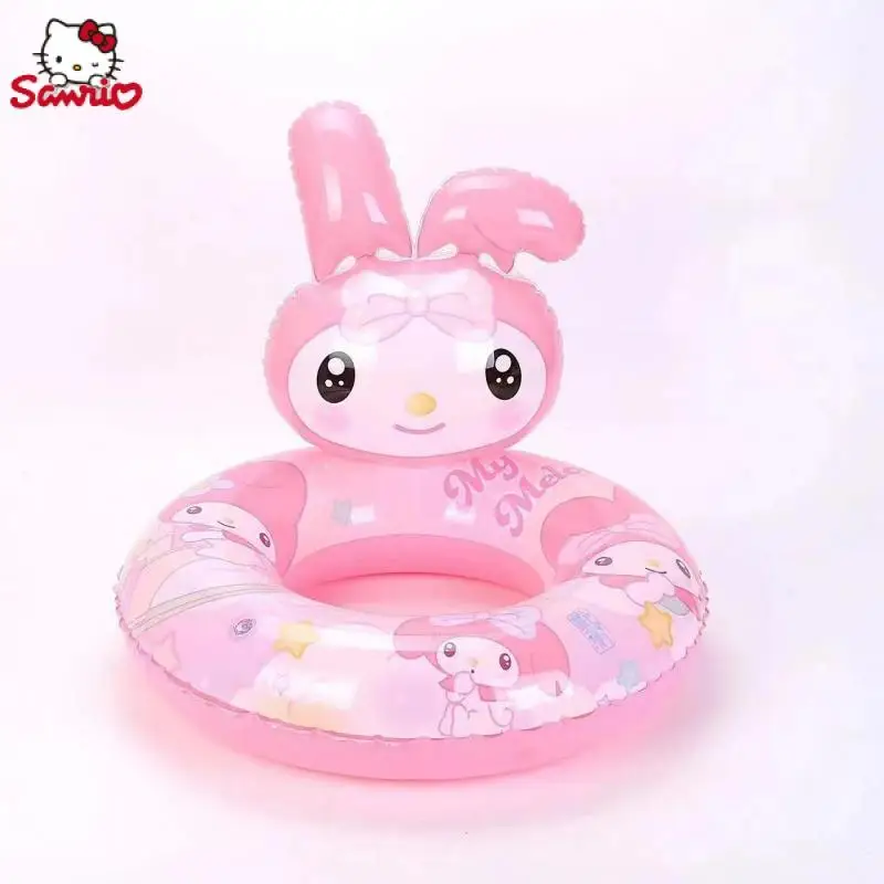 Kawaii Sanrio Anime Inflatable Swimming Ring Cute Kids Kuromi My Melody Cartoon Underarm Circle Water Toys Gifts for Girls