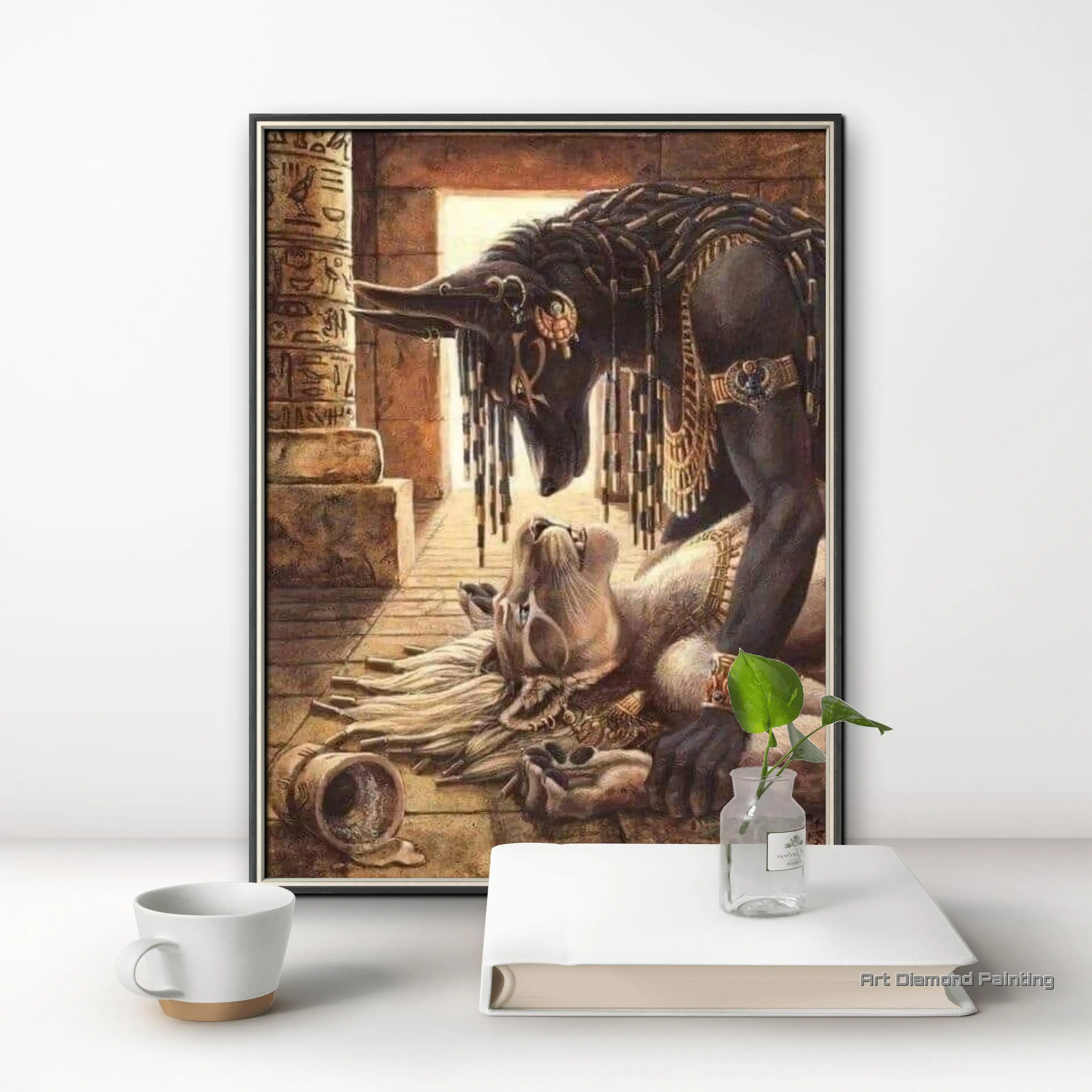 Ancient Egypt God Anubis And Bastet 5D AB Drills Diamond Painting Egyptian Cat Animal Art Cross Stitch Kits Mosaic Home Decor