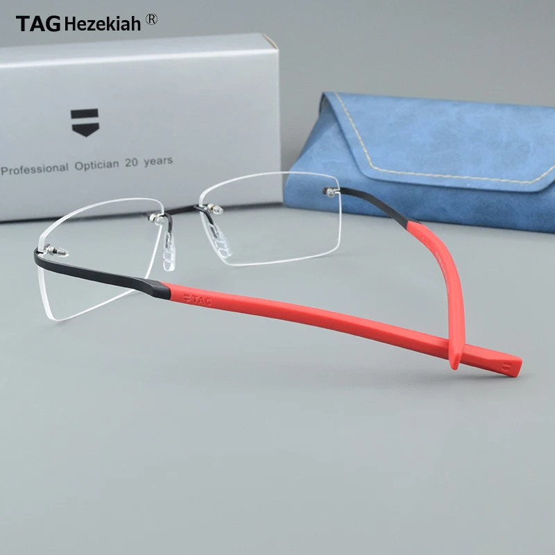 TAG Hezekiah Titanium Glasses Frame Men TH0382 Retro Square Eyeglasses Eyewear Myopia Optical Prescription Ultralight spectacle