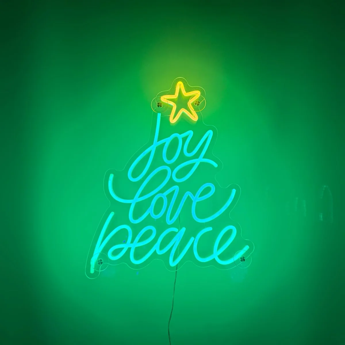 Joy Love Peace Neon Sign, Christmas Tree Shape LED Neon Light, Christmas Gift Ideas, Holiday Christmas Sign Home Wall Decor