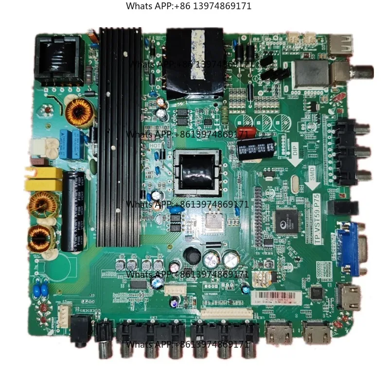 TP.VST59.P75  Three in one TV motherboard tested well compatible with LED screen for 1920x1080 with remote control 900ma