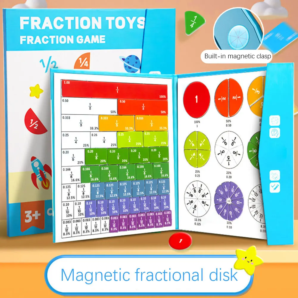 Rompecabezas educativo de fracción magnética para niños, perfecto para el plan de estudios matemáticos de 3.a-5a grado. Para la enseñanza entre padres e hijos