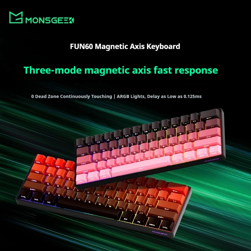 Monsgeek Fun60 Ultra Aluminum Alloy Magnetic Axis Keyboard Low Latency Rt0.01 Wireless Bluetooth 3 Mode Dual 8k Rgb 0 Dead Zone