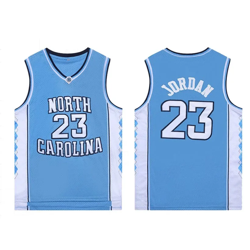 Stock Available Discounted Vintage Men's Basketball Jersey Breathable Mesh Fabric North Carolina University Version Size 15-23