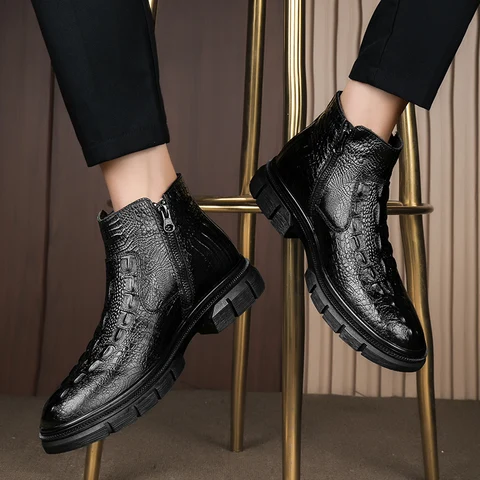 Мужские ботинки челси из натуральной кожи, удобные деловые ботинки, ботинки с боковой молнией, зимняя обувь для снега