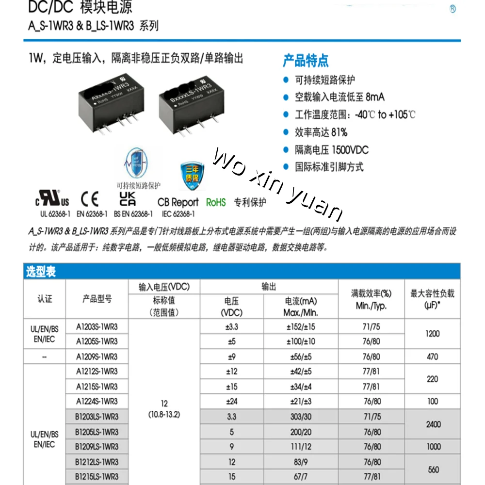 (2ชิ้น) B1212LS-1WR2 B1215LS-1WR2 B1224LS-1WR2 [ SIP4 1W DC/DC ] B1212LS B1212 B1212LS B1224LS จิบ-4ชิ้น