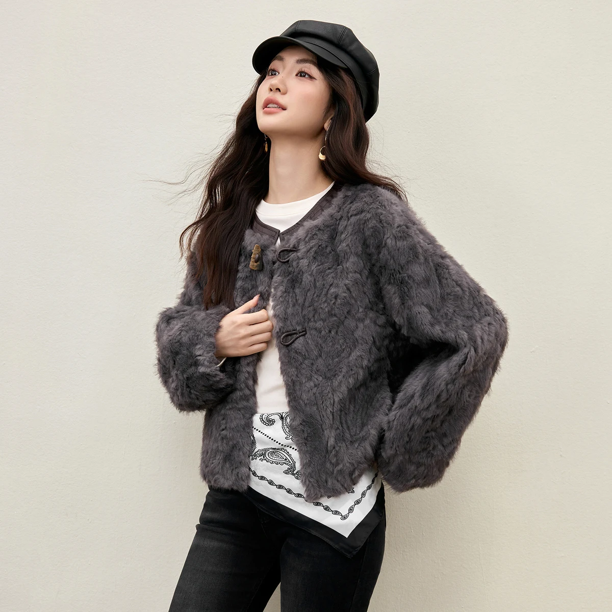 SENTUBILA Warm Popular Faux Fur Jacket Women 2025 New Winter Thick Short Jacket with Buttons Outerwear Casual W54PD4850