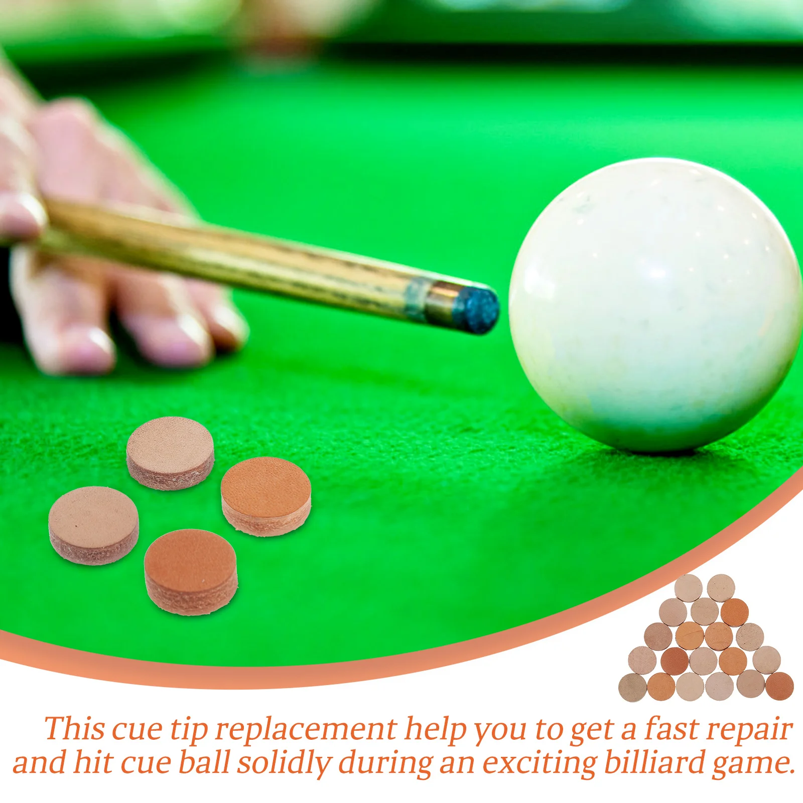

20 Pcs Pool Cue Head Billiard Tips Replace Stick Replacable Replacement