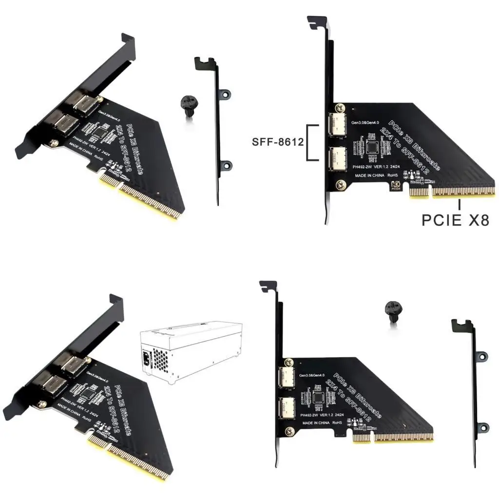 Y1UB Efficient PCIExpress 4.0X8 Adapter Splitter to SFF 8612 8611 Oculink Adapter for Seamlessly Solid Disk Integration
