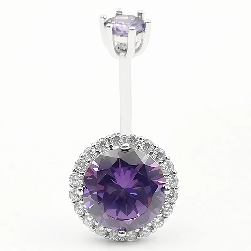 

S925 6-12mm Length Titanium Curved Barbell Zircon Belly Button Ring Woman Navel Earring Body Piercing Jewelry Belly Accessories