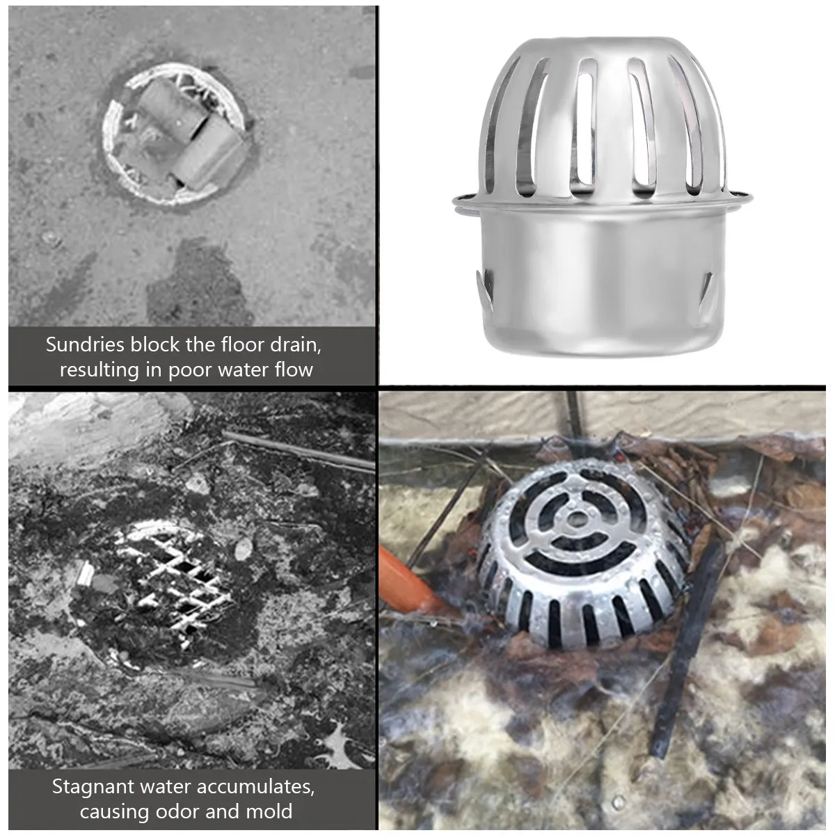 Stainless Steel Round Floor Drain 75mm, Heavy-Duty Anti-Clog High-Flow Balcony & Home Ground Drainage