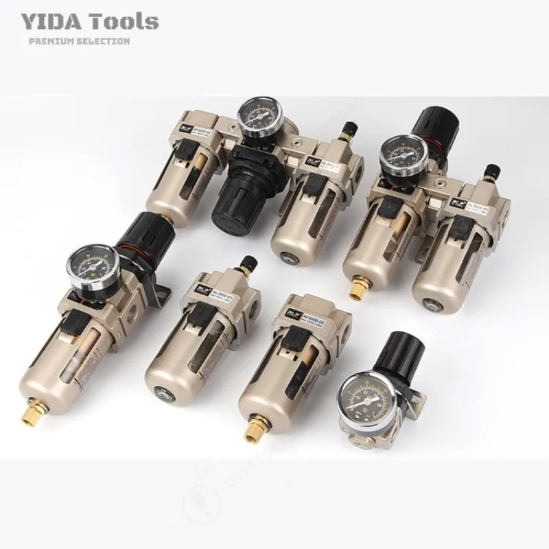 YIDA FRL Air Filter Regulator Lubricator AF2000-02 AC4000-04 Copper Element Pneumatic 1/4 1/2 Air Compressor