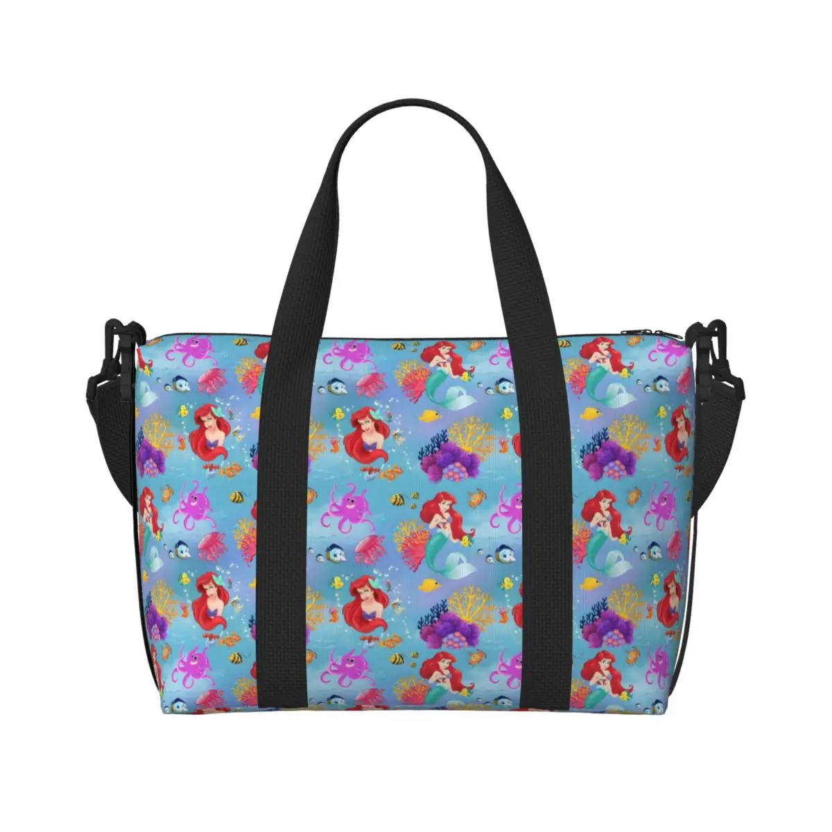 

Custom The Little Mermaid Tote Bag Women Large Capacity Kawaii Princess Anime Beach Gym Shoulder Travel Bag