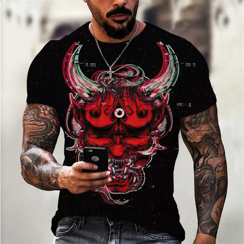 New 2024 Hot 3D Digital Print Samurai pattern Outdoor Fitness sport men\'s short sleeve T-shirt new design size XXS-6XL