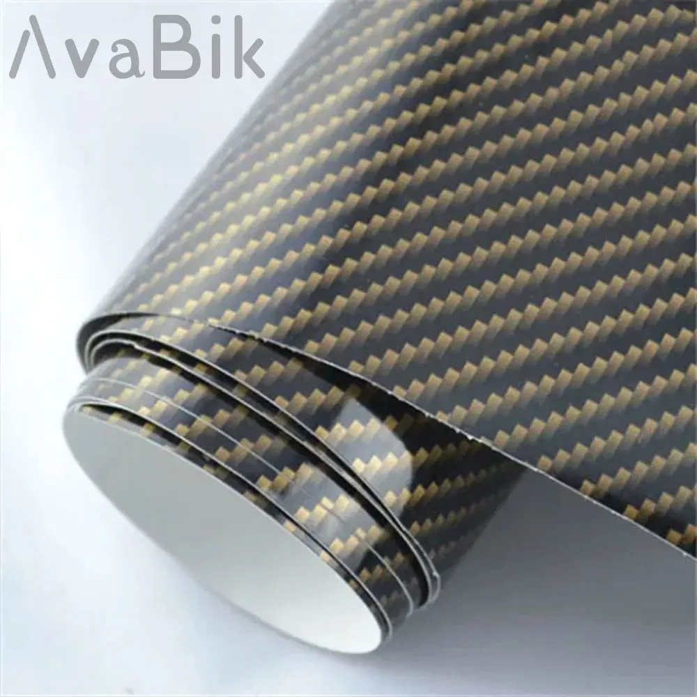 PET Car Vinyl Stickers 2D Waterproof Self Adhesive Black Gold Carbon Film Car Interior Color Change Stickers With Air Release