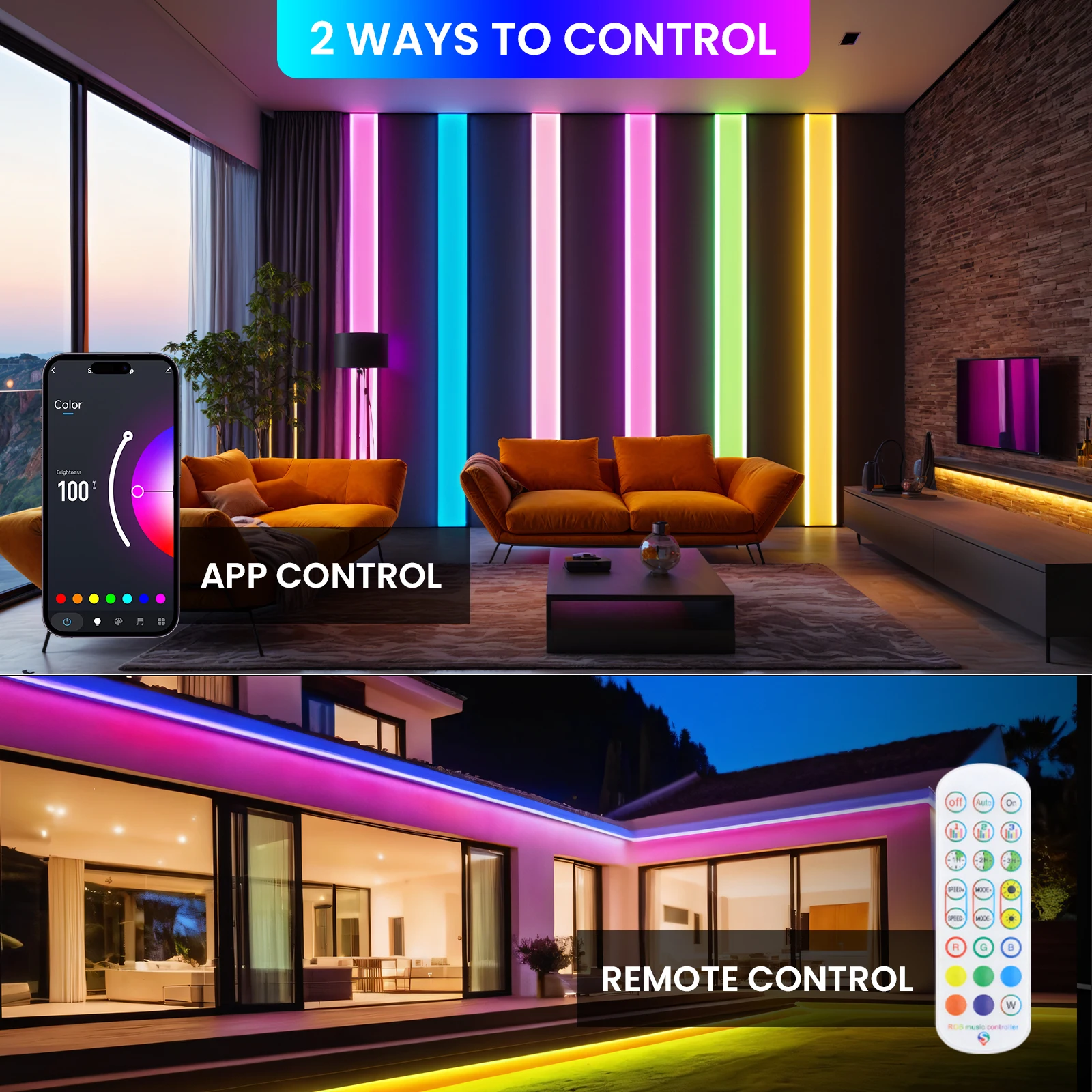 Tuya Smart WIFI RGB COB LED Strip Light Nastro 12V 24V 576LED/m Ad Alta Densità RGB Luce LED Colorata Controllo APP per Alexa Google