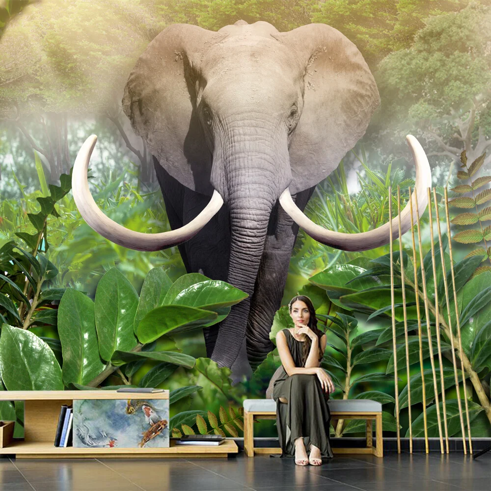 

Customized mural 3D wallpapers Southeast Asian personalized living room bedroom dining room elephant background decorative Обои