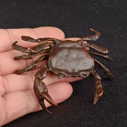 80MM Collection Chinese Bronze Animal Crab PangXie Wealth Small Statue Statuary