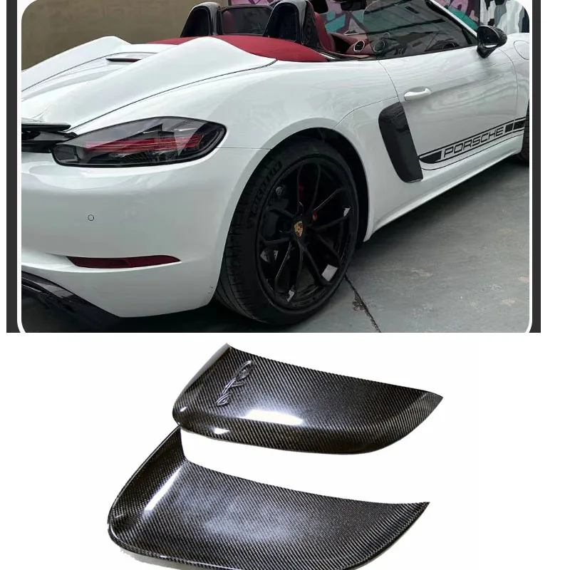 For Porsche 718 GT4 carbon fiber side air vents and side spoiler holes between 2016 and 2020