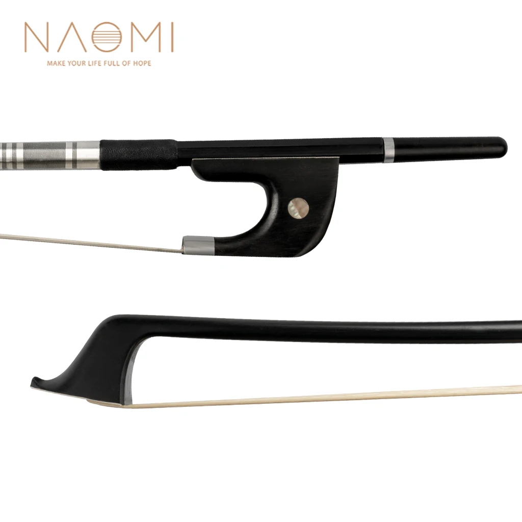 

NAOMI German Style 4/4-1/8 Size Double Bass Bow Carbon Fiber Stick AAA Grade White Horsehair Ebony Frog Paris Eye Inlay Bow