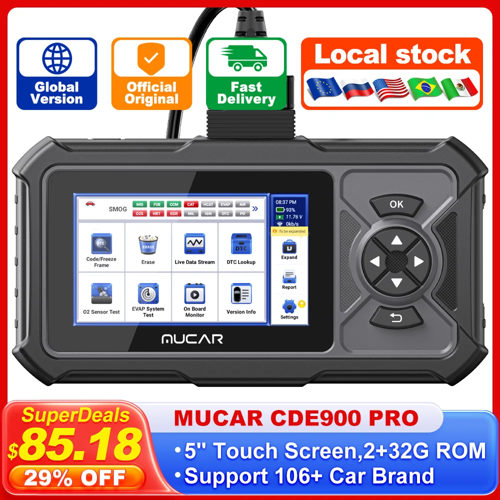 

MUCAR CDE900 Pro Auto OBD2 Scanner Extendable Full System 28 Reset ECU Coding Actuator Test Professional Car Diagnostic Tools