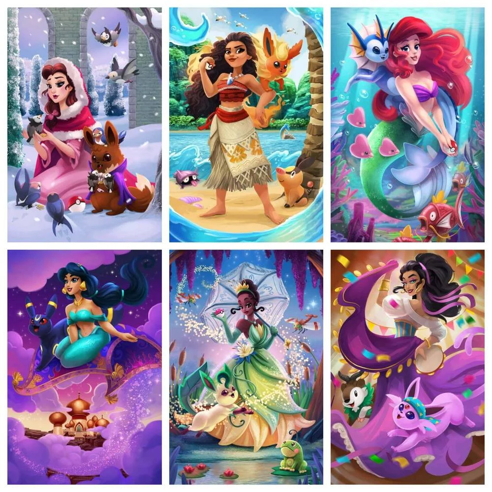 Disney 5D DIY Diamond Painting Cross Stitch Set Ocean Wonderland Mermaid Handmade Children's Gift Home Wall Art Decoration