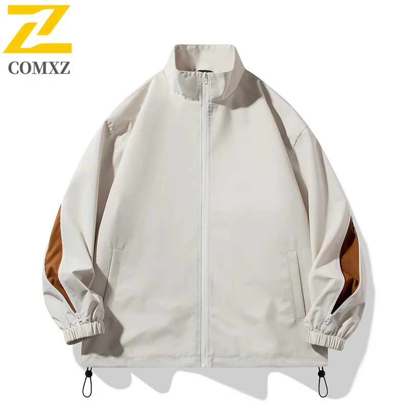 Harajuku Street Jacket Men's Casual All-match Solid Color Waterproof Windproof Jackets Autumn 2025 Baseball stand collar Coat