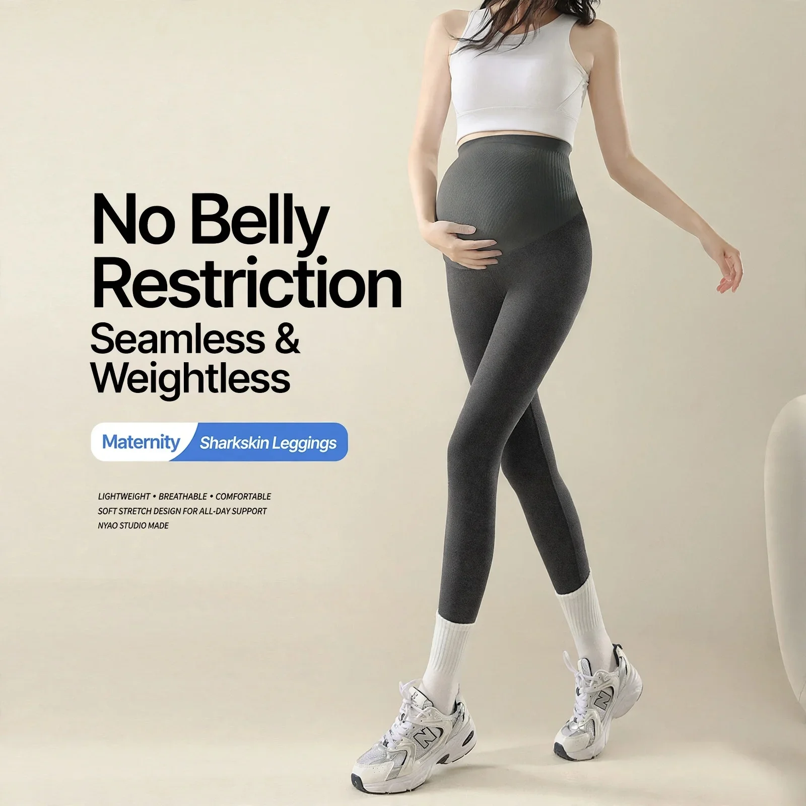 Shark Skin Maternity Leggings Pregnant Women Large Size Thickened Warm No Pressure Marks Outer Wear Autumn Winter