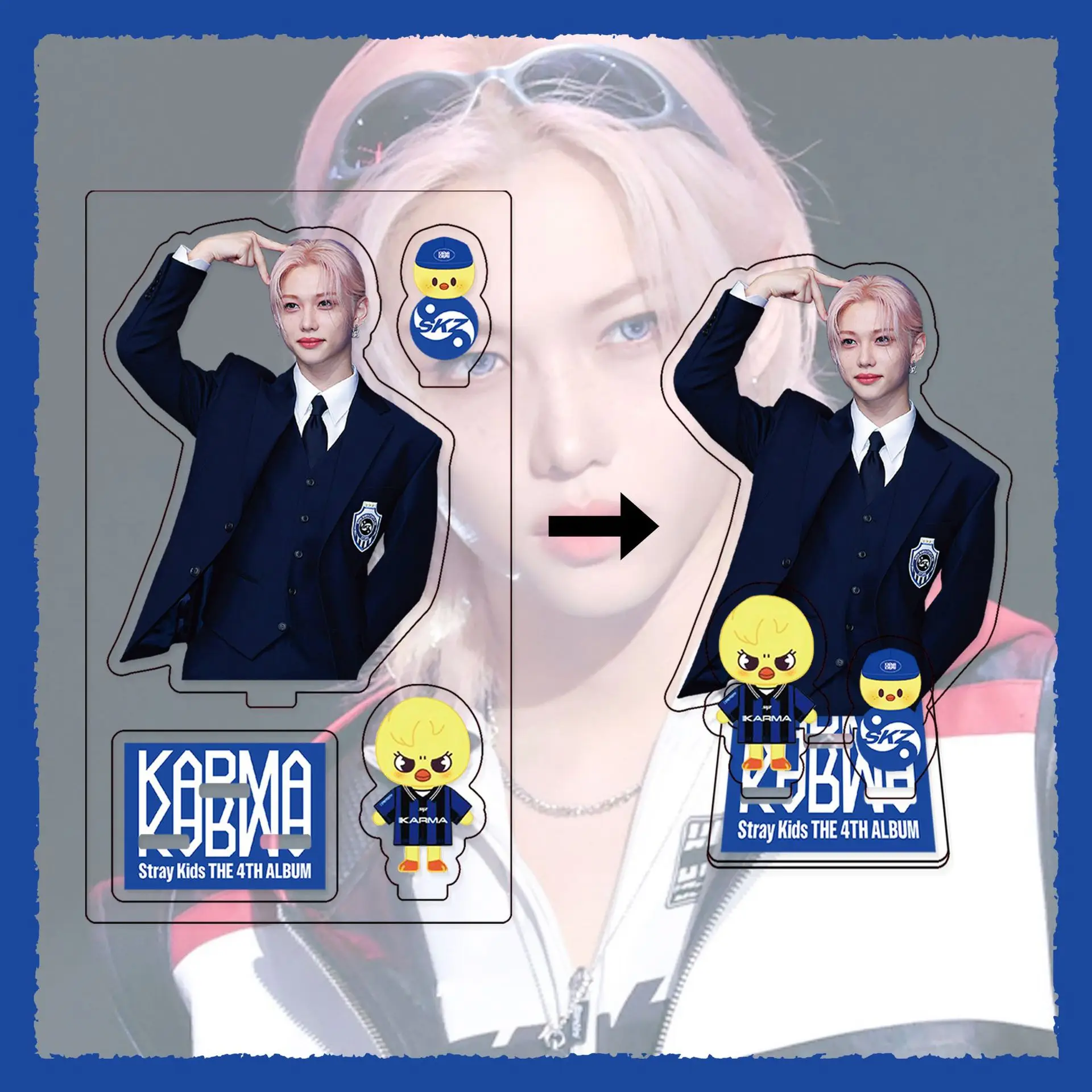 Álbum oficial StrayKids de 3 peças KARMA Huang Xuanchen Li Longfu skzoo enfeites periféricos acrílicos