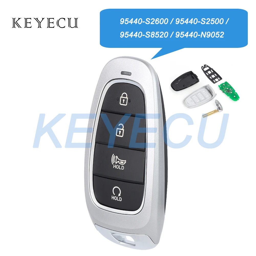 

Keyecu 95440-S2600 95440-S2500 95440-S8520 95440-N9052 For Hyundai Tucson Santa Fe Palisade 4 Buttons Smart Remote Car Key Fob